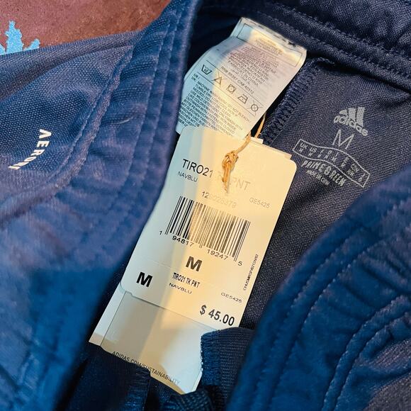 NEW! Adidas Track Pants Jogger Tapered Leg Navy Athletic Navy Blue #9 - M - Picture 5 of 5